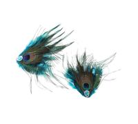 TEHAUX 2 Pinzas Pelo de Pavo Real, Estilo Retro Étnico, con Plumas Coloridas y Gemas de Imitación, para Bodas y Eventos Obsequios