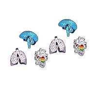 TEHAUX 2 Series Broche De Cerebro Con Forma De Corazón Esmaltado Con Aceite Pin De Mezclilla Con Pintura De Amor Broche Novedoso Y Divertido Broches Insignias Broches De 3 piezas*2
