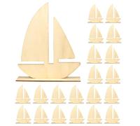 TEHAUX 24 Piezas Kit de Manualidades de Barco de Vela en Madera sin Terminar Superficie en Blanco, Incluye Moldes Obsequios para Crear Detalles Fáciles y Decoración Rústica Náutica para