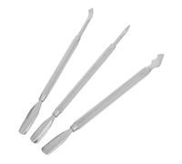 TEHAUX 3 Herramientas para Empujar Cutículas de Doble Cabezal de Acero Inoxidable, Plata, 3 Piezas, para Uñas y Pedicura, Limpiador de Uñas y Raspador de Tejido Muerto
