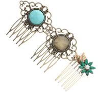 TEHAUX 3 Peinetas Vintage para Boda Cristales Decorativos Diseño de Hojas y Perlas Accesorios para Cabello de Novia y Damas de Honor Conjunto de Peinetas Pequeñas para Peinados