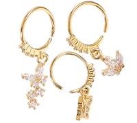 TEHAUX 3 Piezas Anillo De Nariz Perla y Diseño De Insecto Piercing Colgante Nariz De Acero Inoxidable Gemas De Imitación Joyería Corporal Para Uso Diario