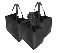 TEHAUX 3 piezas Bolsa de Compras Reutilizable Tote Grande de Tela No Tejida con Asas Plegable y Ligera para Supermercado y Viaje Bolsa Multipropósito Negra