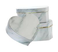 TEHAUX 3 Piezas Caja Regalo Corazón con Tapa Diseño Mármol y Borde Dorado para Flores y Dulces Caja Floral para San Valentín Cumpleaños Boda y Propuesta Dama de Honor
