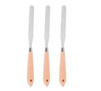 TEHAUX 3 Piezas Juego de Cuchillos de Paleta para Pintura al Óleo Mangos de Madera y Acero Inoxidable, Duraderos Aplicación para Técnicas de Gouache y Artistas Profesionales