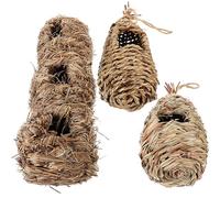 TEHAUX 3 Piezas Nido de Pájaros Tejido a Mano de Paja Resistente y Transpirable, Forma de Gota de Agua para Decoración de Jardín y Balcón Exterior, No Se Deforma Fácilmente