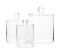 TEHAUX 3 Piezas Tarro Transparente de Ps para Baño y Tocador | Fácil de Abrir y Cerrar, Permite Ver y Reponer, Apilado Limpio, para Algodón y Bastoncillos