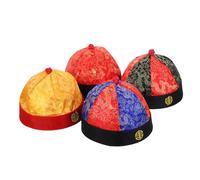 TEHAUX 4 Gorras Chinas Retro Dinastía Qing para Adultos, Accesorio de Cosplay con Trenza, Tela Cómoda y Artesanal para Fiestas y Representaciones