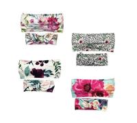 TEHAUX 4 Pares de Lazos Elásticos Cabello de Pleuche Estampado Familiar, Accesorios para Niñas y Adultos, Suaves y Elásticos para Uso Diario