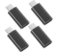 TEHAUX 4 Piezas Adaptador USB C a Micro USB Negro Construcción Confiable y Material Abs para Conexión Continua y Carga en Dispositivos Móviles