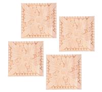 TEHAUX 4 piezas Apliques de Madera Tallada Cuadrados Diseño Europeo Refinado Decoración para Muebles Espejos y Armarios de Madera Maciza Duradera Fácil Instalación Estilo Versátil para