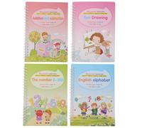 TEHAUX 4 Piezas Cuaderno de Práctica de Escritura Papel Reutilizable y Diseño Simple, Herramienta Mágica para Aprender Inglés y Mejorar Caligrafía Fácilmente