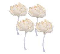 TEHAUX 4 Piezas Flor Artificial Diseño Estable de Peonía de Color Claro con Capas de Papel Tetrapanax Papyriferus para Colgar Evita Fugas de Aceite Aromático en Hogar y Estanterías