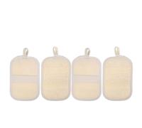 TEHAUX 4 Piezas Paquete de Esponjas Exfoliantes de Lufa Natural con Banda Elástica Toallas de Lavado Facial y Corporal para Ducha Limpieza Profunda de Piel para Mujeres y Hombres Uso