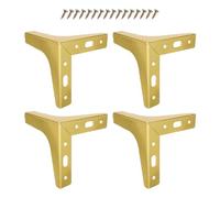 TEHAUX 4 Piezas Patas de Metal Doradas para Muebles de 10 Cm, Diseño Triangular Moderno para Sofá, Mesa, Armario Tornillos Incluidos y Alta Estabilidad