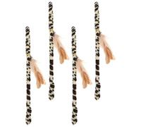 TEHAUX 4 Piezas Varita Interactiva para Gatos Domésticos con Plumas Decorativas, de Tela Fina y Diseño Resistente Que Promueve el Ejercicio Diversión en Casa