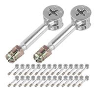 TEHAUX 40 Unidades Conjunto de Pasadores de Aleación de Hierro Plata para Montaje de Muebles y Armarios Sistema de 32mm y Diseño de Respaldo Plano para Compatibilidad