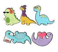 TEHAUX 5 Broches de Dinosaurio de Dibujos Animados para Ropa y Sombreros, Estilo Creativo y Festivo, Aleación, Adorno de Prendas y Bolsos, Adecuado para Navidad y Día Madre