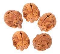 TEHAUX 5 Piezas Cuentas Intrincadamente Talladas de Melocotón Diseño de Elefante para Pulsera Diy, Accesorio Único para Colección y Obsequio Especial
