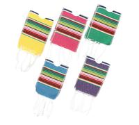 TEHAUX 5 Piezas Fundas para Botellas de Cerveza Mini Serapes de Algodón Cubiertas con Diseño de Poncho Mexicano Arcoíris para Decoración de Fiesta Cinco de Mayo