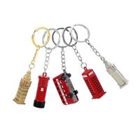 TEHAUX 5 piezas Llaveros con Elementos Británicos Colgantes Decorativos con Autobús Rojo Buzón Cabina Telefónica y Big Adornos para Mochila y Bolso Estilo Inglaterra Regalo Versátil