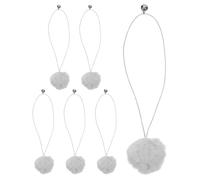 TEHAUX 6 Balones Colgantes para Gatos con Cascabel, Recambio para Poste Rascador, Bolas de Felpa Gris con Doble Goma, Accesorio Interactivo para Juguetes de Gato Interior