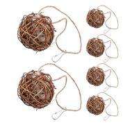 TEHAUX 6 Bolas De Material Natural para Jardines De Árboles para Amantes De Los Nidos - Recargable, Soporte Silvestre, Refugio De Algodón, Bolas De Fibra para Amantes De Los Loros Y