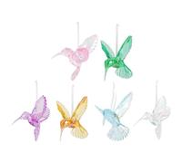 TEHAUX 6 colgantes de pájaro de cristal figuras de colibrí de acrílico colibrí adorno colgante claro colibrí ornamento ornamento de árbol de pájaro colibrí prismas de cristal sinfonía artesanía
