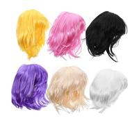 TEHAUX 6 Pelucas Bob Sintéticas para Mujer Pelucas de Pelo Corto Rizado 6 Colores para Disfraces Cosplay y Fiestas
