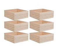 TEHAUX 6 Piezas Caja Nido Rústica de Madera sin Terminar para Almacenamiento Decorativo Tapa Bisagra, Organizador Cuadrado para Manualidades y Suculentas en Bodas y Cajones