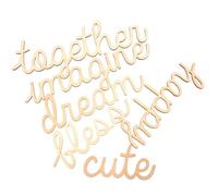 TEHAUX 6 Piezas de Recortes de Madera para Decoración de Palabras, Letras Decorativas Acabado Estable y Listas para Pintar, Ideales para Centros de Mesa y Celebraciones