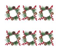 TEHAUX 6 Piezas Unidades Anillos para Velas Navideñas para Pilares Guirnalda Artificial Bayas y Piñas Decoración de Mesa para Fiestas y Celebraciones Festivas