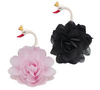 TEHAUX Adorno para Tartas Hecho a Mano Flores de Gasa Rosa en Forma de Cisne y Flamenco, Decoración Única para Pasteles Caseros de Repostería