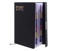 TEHAUX Agenda Compatible y 2027 Cuero Diseño de Práctica Negro en Pu Elegante Tríptico Internacional para Estudiantes y Profesionales Oficina