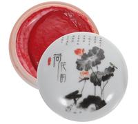 TEHAUX Almohadilla de Tinta Roja para Caligrafía 7 CM Pasta de Tinta para Pintura Caligráfica Contenedor Cerámico Reutilizable Superficie Lisa Fácil de Limpiar Adecuado para Sellos y