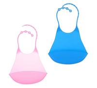 TEHAUX Baberos Impermeables para Adultos Reutilizables, 2 Unidades (1 Rosa 1 Azul Oscuro), Baberos de Silicona Hora de Comer, de Ropa para Ancianos y Pacientes Color Color Aleatorio