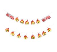 TEHAUX Banner en Papel Rojo para Decoración de Fiestas Infantiles de Cumpleaños Banderines de Camión de Bomberos y Cumpleaños