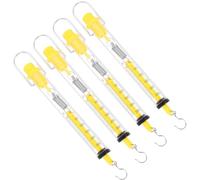 TEHAUX Báscula de Resorte de Plástico Amarilla Set de 4 Unidades Dinamómetro Calibrado en Gramos y Newton, Gancho para Colgar, para Uso en Laboratorios y Enseñanza