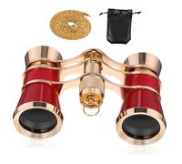 TEHAUX Binoculares Plegables Compactos Vintage para Ópera y Teatro Diseño Metálico Rojo con Funda de Algodón para Adultos Conciertos y Observación de Aves