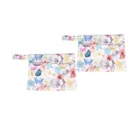 TEHAUX Bolsa de Almacenamiento para Compresas Higiénicas Estampada 2 Piezas Tamaño 14X18 CM Neceser Portátil Cremallera para Viaje Aseo Personal y Uso Diario