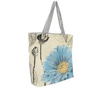 TEHAUX Bolsa de Lona para Mujer Estampado Étnico Azul Bolso de Hombro Reutilizable Grande Multiusos para Compras Playa y Ocio Cómoda y Resistente 1 Pieza