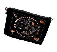 TEHAUX Bolsa de Maquillaje para Mujer Diseño de Flores y Ciclo Lunar, Neceser Portátil de Gran Capacidad en Poliéster para Viaje y Oficina