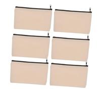 TEHAUX Bolsa Pequeña Cremallera De Lona para Lápices y Maquillaje, 6 Piezas, Color Mixto, Ligera y Portátil, Adecuado para Estudiantes y Oficina, Uso Diario y Viaje