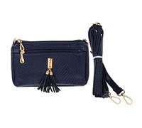 TEHAUX Bolso Bandolera Mujer Pequeño de Pu Textura de Lychee, Color Azul Real, Flecos y Diseño Cruzado para Compras, Trabajo y Uso Diario