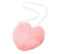 TEHAUX Bolso Bandolera para Mujer Cadena Forma de Corazón de Peluche Rosa Tamaño Pequeño Bolsa de Hombro para Exteriores y Fiesta Bolso Hombro para Niñas