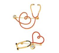 TEHAUX Broche de Aleación Forma de Estetoscopio Diseño Corazón Set de 2 Broches para Enfermera y Médico Accesorios Creativos para Uniformes y Disfraces Obsequio Adecuado para