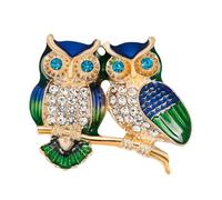 TEHAUX Broche de búho de aleación con cristal y esmalte, alfiler de pecho decorativo para vestidos y ropa de mujer, accesorio multifuncional para fiestas y uso diario