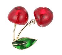 TEHAUX Broche de Fruta Diseño de Cereza para Mujer, Accesorio Decorativo de Resina y Cobre Adecuado para Bufandas y Ropa en Eventos Obsequios