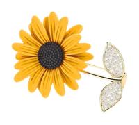 TEHAUX Broche de Girasol Decorativo de Cobre para Mujer, Pin Metálico Elegante, Accesorio para Ropa y Vestidos, Adecuado para Bodas y Ocasiones Formales, Diseño Pequeño y Sofisticado
