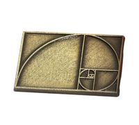 TEHAUX Broche de Solapa Rectangular de Metal Diseño Espiral de Proporción Áurea, Pin Matemático Vintage Medieval para Profesores, Accesorio Elegante para Obsequio en Moda y Ocasiones